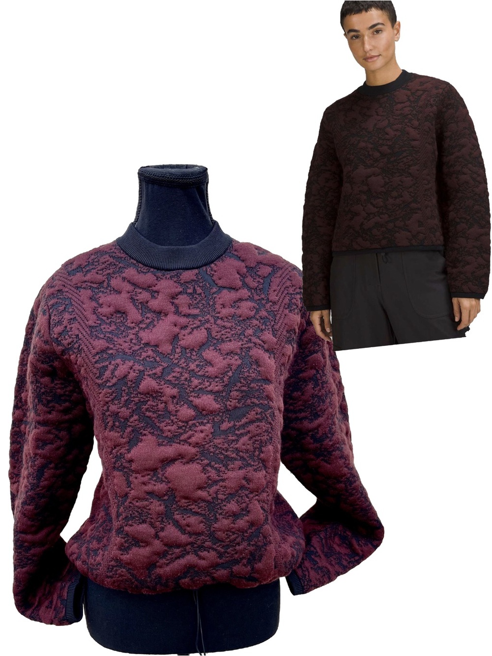 Lululemon Merino Wool Jacquard Maroon Crew Neck Grandpa Sweater Gorpcore Size 4